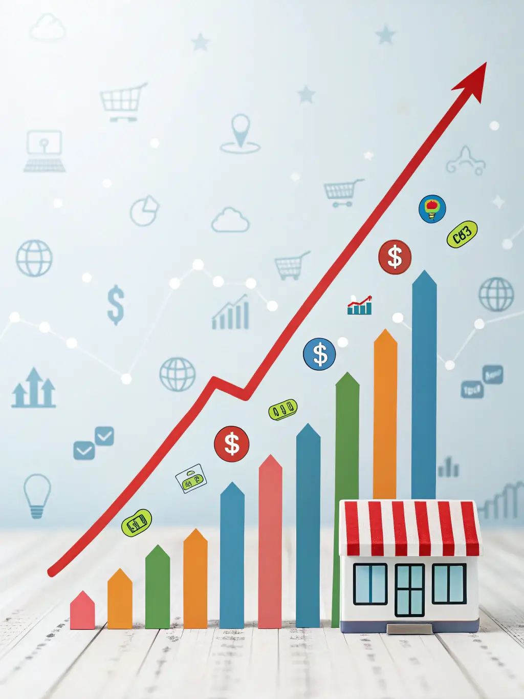 An image of the Mexican flag subtly incorporated into a graph showing positive financial growth, representing local market expertise.