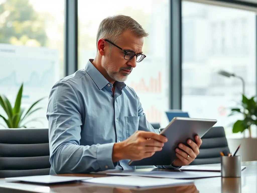 A professional financial advisor in a modern office setting, discussing investment options with a client, with a focus on Mexican market trends and opportunities.